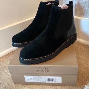 Donald Pliner black suede CUTE boots. New in box. Size 10. Original price $285